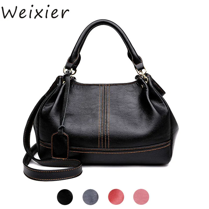 WEIXIER Black handbag women genuine leather shoulder bag women's Ladies satchel messenger bags woman real leather tote bag LW-36
WEIXIER Black handbag women genuine leather shoulder bag women's Ladies satchel messenger bags woman real leather tote bag LW-36