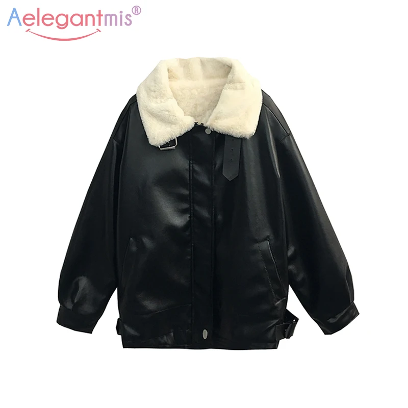 Aelegantmis Autumn Winter Loose Oversized Motorcycle Pu Leather Jackets Women Warm Furry Coat Ladies Casual Plus Size Overcoat
Aelegantmis Autumn Winter Loose Oversized Motorcycle Pu Leather Jackets Women Warm Furry Coat Ladies Casual Plus Size Overcoat