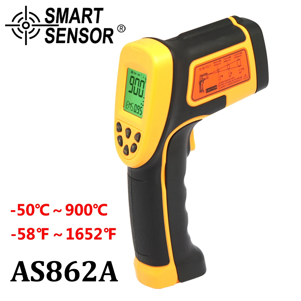 Smart Sensor AS862A 12:1 Non-contact Infrared Thermometer Digital Thermometer IR Thermometer -50~900 degree (-58~1652F)
Smart Sensor AS862A 12:1 Non-contact Infrared Thermometer Digital Thermometer IR Thermometer -50~900 degree (-58~1652F)