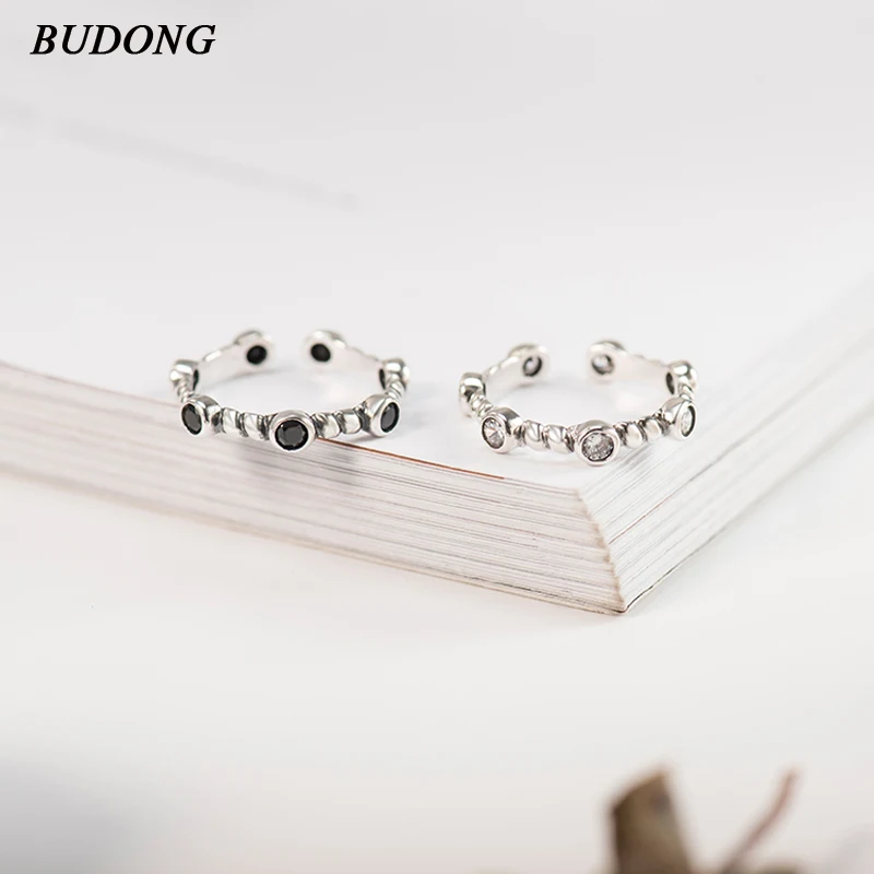 BUDONG Drop Shipping 100 % 925 Sterling Silver Rings Black&Clear CZ Korean Style Vintage Open Ring Wedding Gift Jewelry XURT074
BUDONG Drop Shipping 100 % 925 Sterling Silver Rings Black&Clear CZ Korean Style Vintage Open Ring Wedding Gift Jewelry XURT074