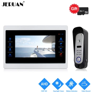 

JERUAN 720P AHD HD Motion Detection 7 inch Video Door Phone Unlock Intercom System Record Monitor +HD 110 degree COMS Camera 1V1