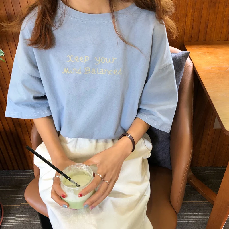 2 colors 2019 Summer korean style letter print short sleeve t shirts womens tee shirt femme casual women tops (C6022)
2 colors 2019 Summer korean style letter print short sleeve t shirts womens tee shirt femme casual women tops (C6022)