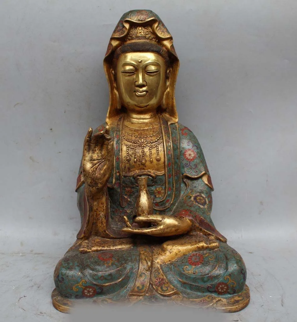 16" Tibetan Cloisonne Bronze Gilt Buddhism Guanyin Kwan-yin Boddhisattva Statue
16" Tibetan Cloisonne Bronze Gilt Buddhism Guanyin Kwan-yin Boddhisattva Statue
