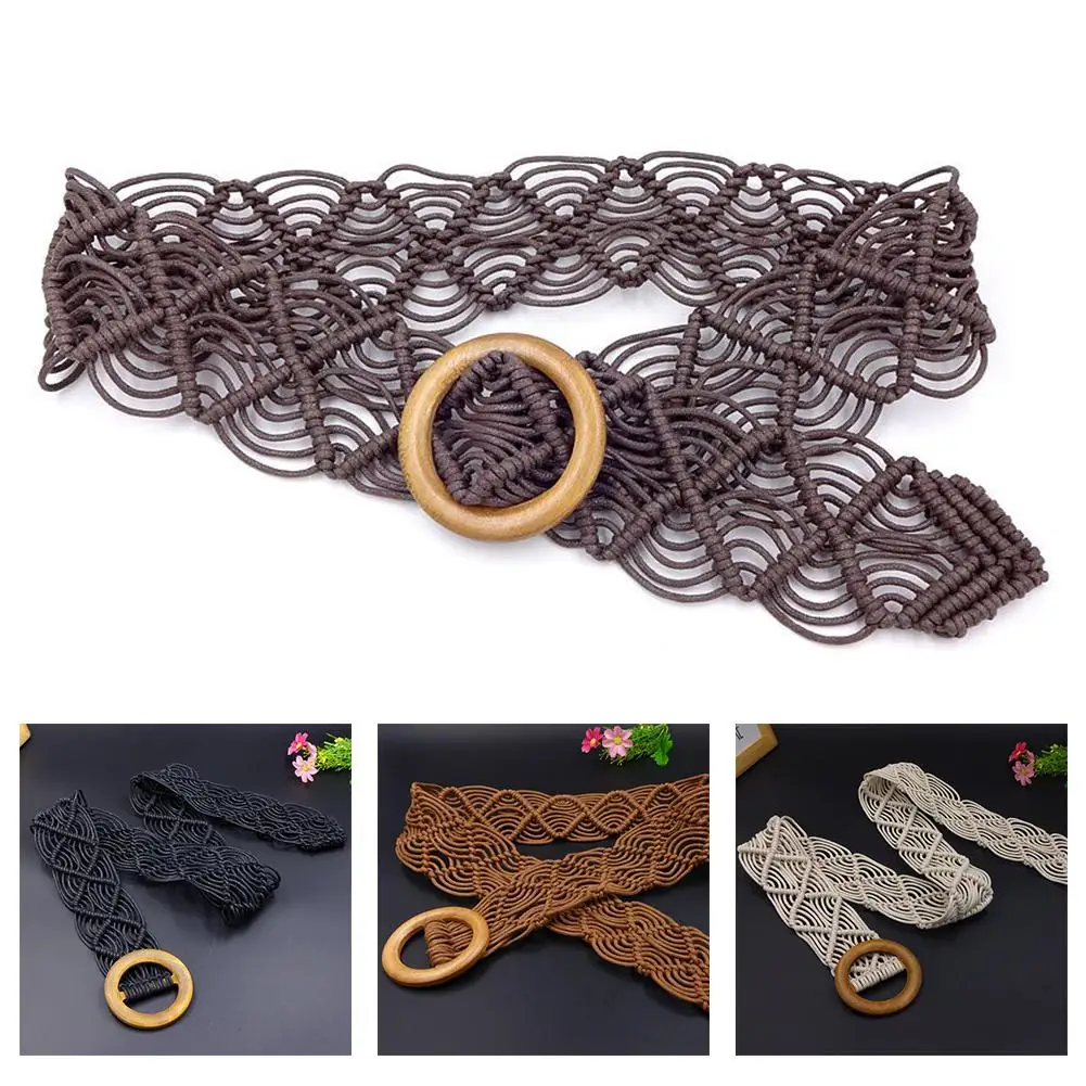 Ethnic Fashion Style Women Waist Belt Band Retro Solid Wooden Buckle Handmade Braided Woven Ladies Dress Jeans Decorative Belts
Ethnic Fashion Style Women Waist Belt Band Retro Solid Wooden Buckle Handmade Braided Woven Ladies Dress Jeans Decorative Belts
