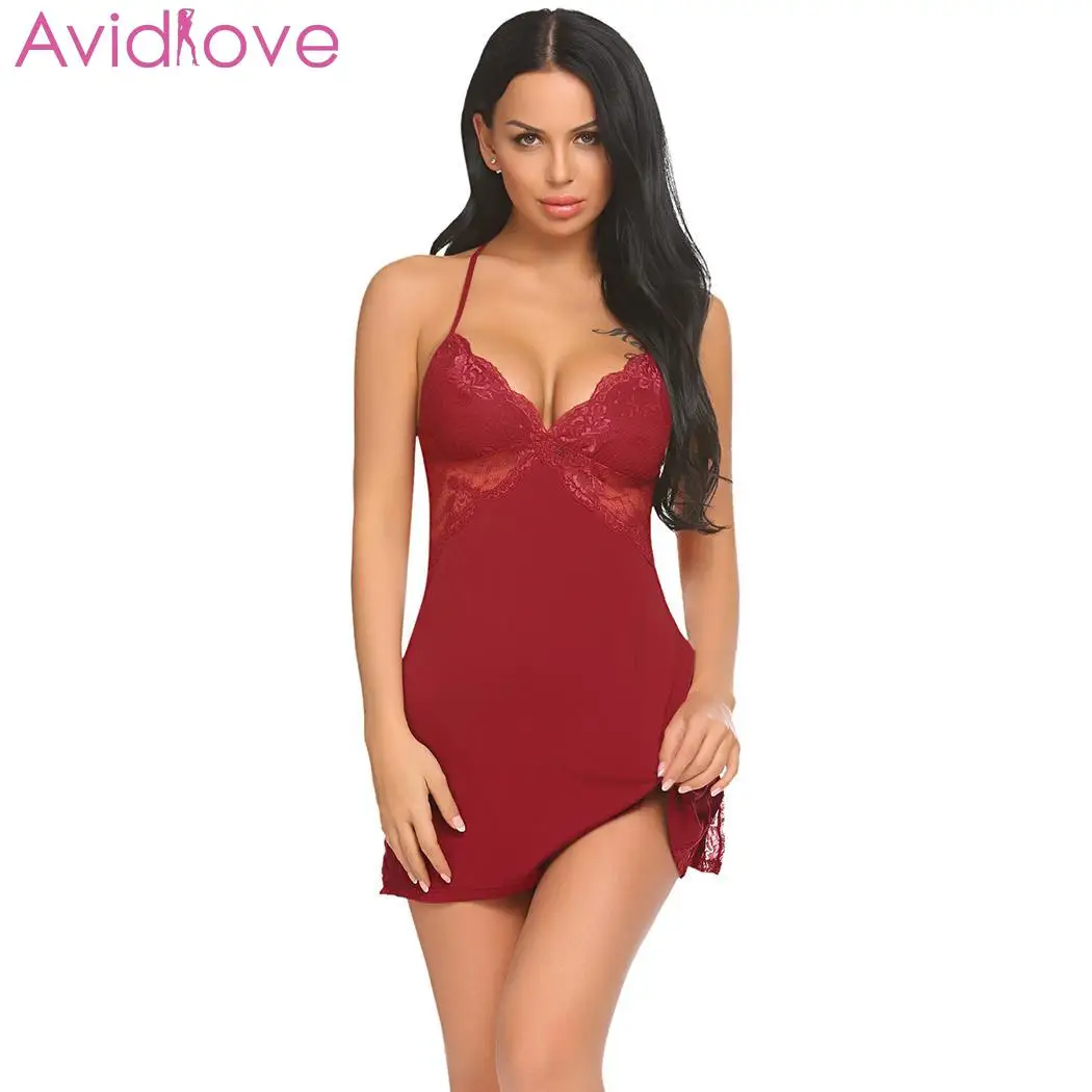 Avidlove Night Dress Nighty Sleepwear Lingerie Sexy Lingerie Babydoll Lace Patchwork Chemise with G-String
Avidlove Night Dress Nighty Sleepwear Lingerie Sexy Lingerie Babydoll Lace Patchwork Chemise with G-String