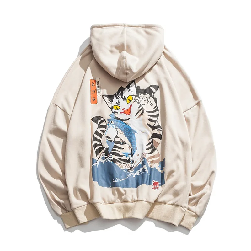 Spring Autumn Hong Kong Style chic Graffiti Hoodies Sweat Men Japan Cat Funny Catching fish Printed pullover Sweatshirts
Spring Autumn Hong Kong Style chic Graffiti Hoodies Sweat Men Japan Cat Funny Catching fish Printed pullover Sweatshirts