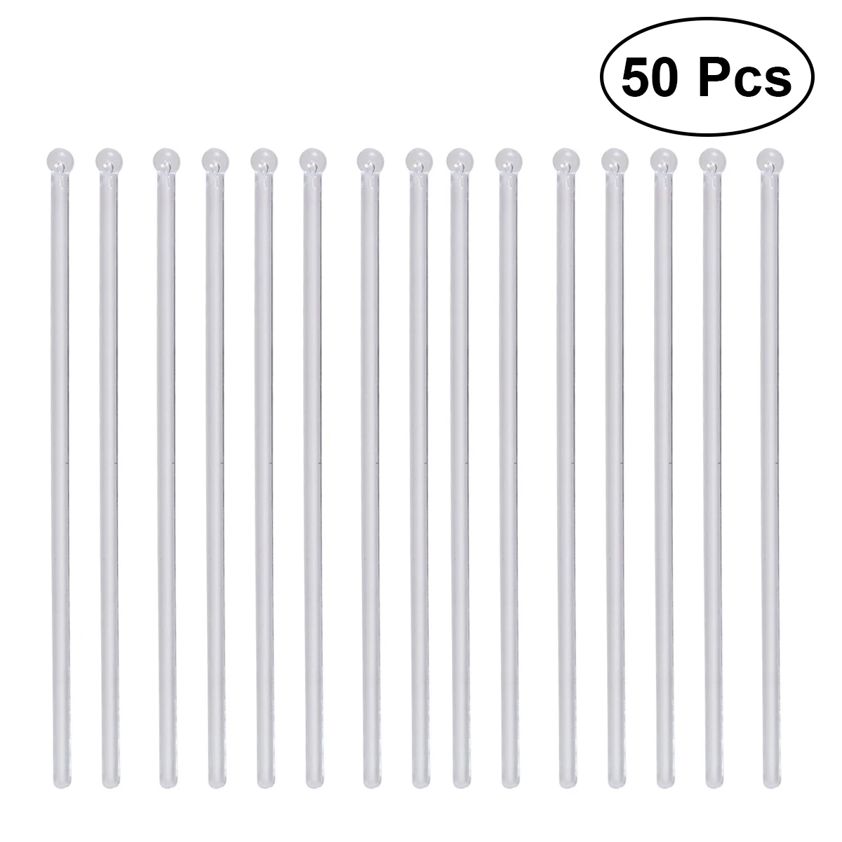 

50pcs Transparent Round Head Cocktail Drink Bar Muddler Swizzle Stick Stirring Mixing Sticks Ladle Stirrer for Cocktail