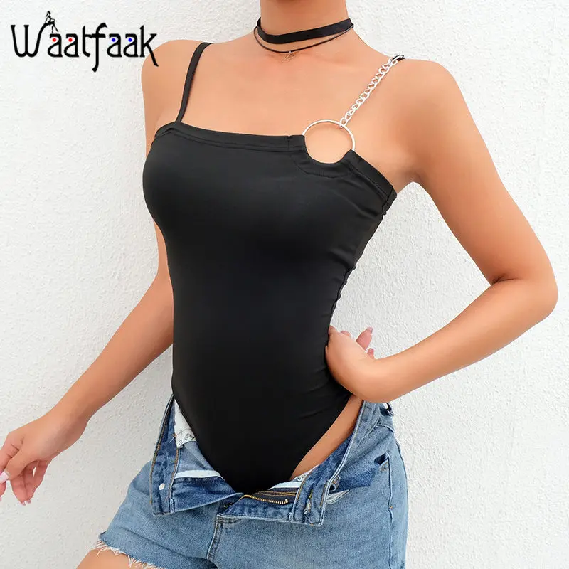 Waatfaak Cotton Short Romper Women Sexy Black Ring Patchwork Chain Casual Strappy Sleeveless Woman Bodysuits Summer Bodycon 2019
Waatfaak Cotton Short Romper Women Sexy Black Ring Patchwork Chain Casual Strappy Sleeveless Woman Bodysuits Summer Bodycon 2019