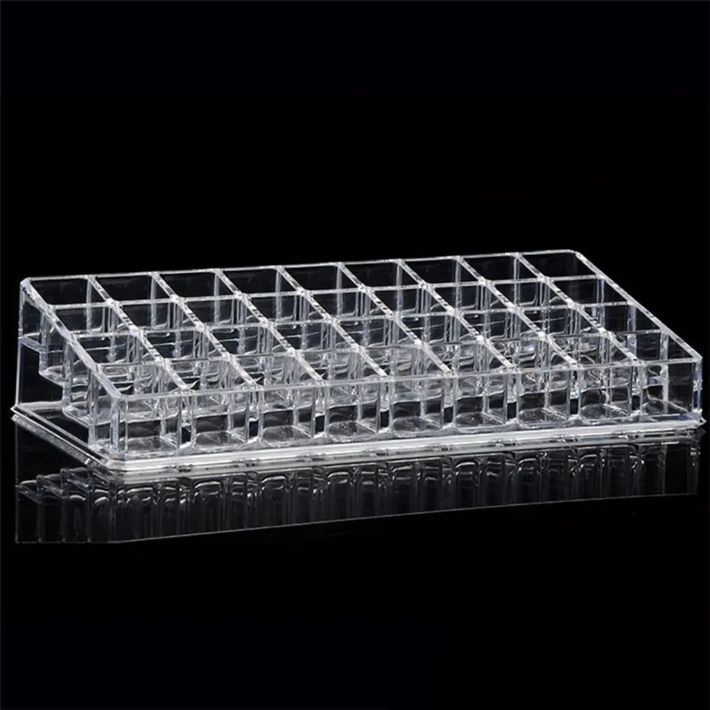 Clear Acrylic Makeup Organizer 4 Levels 36 Deep Slots Lipsticks Lip Gloss Nail Polish Cosmetic Storage Case Display Holder Stand