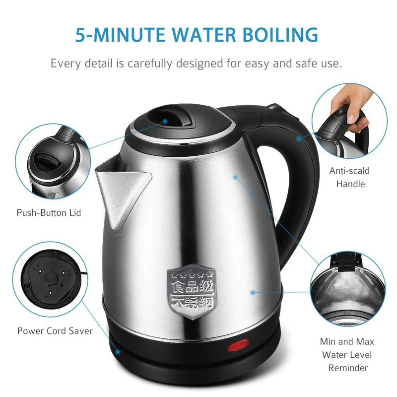 Nordic Electric Kettle 2L Stainless Steel Kitchen Heating Home Travel Office Boiler Appliances Water Keep Warm Portable
Nordic Electric Kettle 2L Stainless Steel Kitchen Heating Home Travel Office Boiler Appliances Water Keep Warm Portable