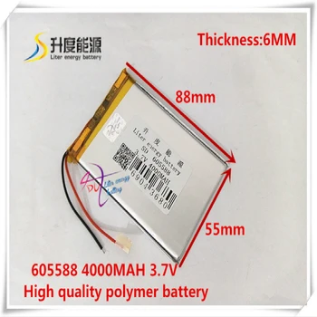 3.7V 4000mAH 605588 Polymer lithium ion / Li-ion battery for tablet pc cell phone POWER BANK mp4
3.7V 4000mAH 605588 Polymer lithium ion / Li-ion battery for tablet pc cell phone POWER BANK mp4
