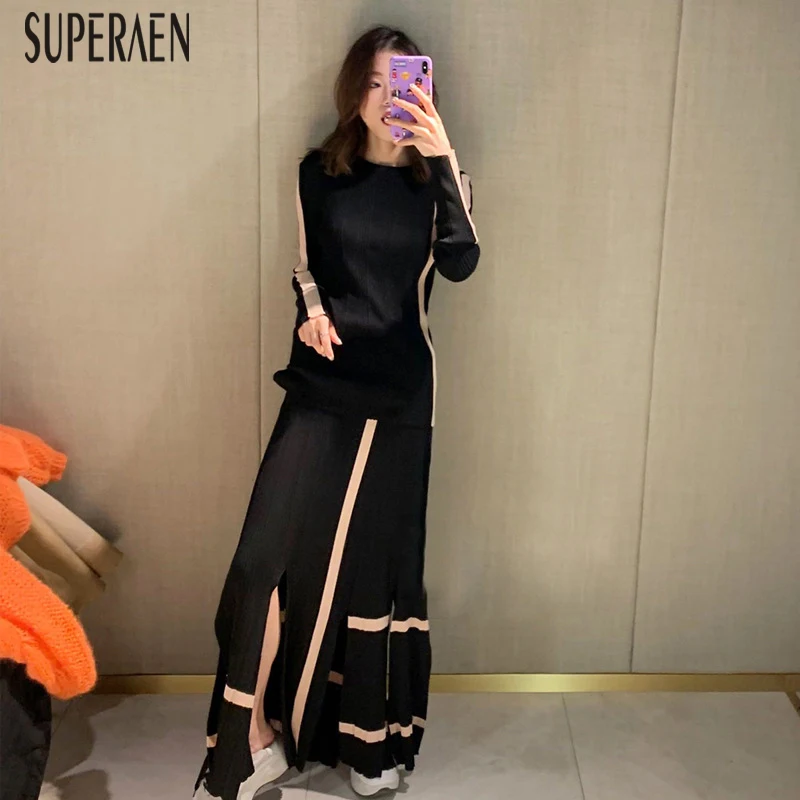 SuperAen Fashion Knit Women's Sets 2019 Autumn New Slim Long Sleeve Pullovers Sweater Casual Split Skirts Two Pieces Female
SuperAen Fashion Knit Women's Sets 2019 Autumn New Slim Long Sleeve Pullovers Sweater Casual Split Skirts Two Pieces Female