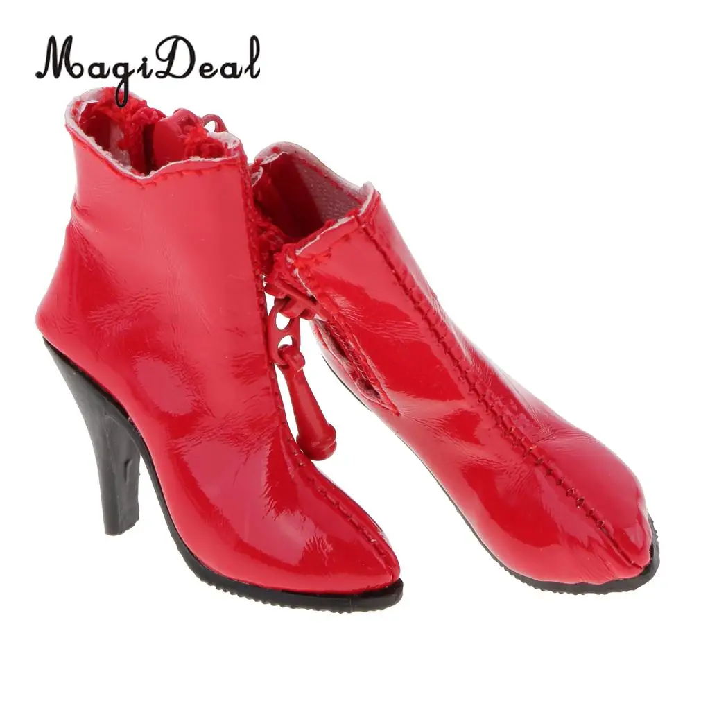 MagiDeal 1/6 Scale PU Leather Female High Heels Ankle Boots Shoes for 12 Inch Action Figure Body Model Acc Girls Gift 3Colors