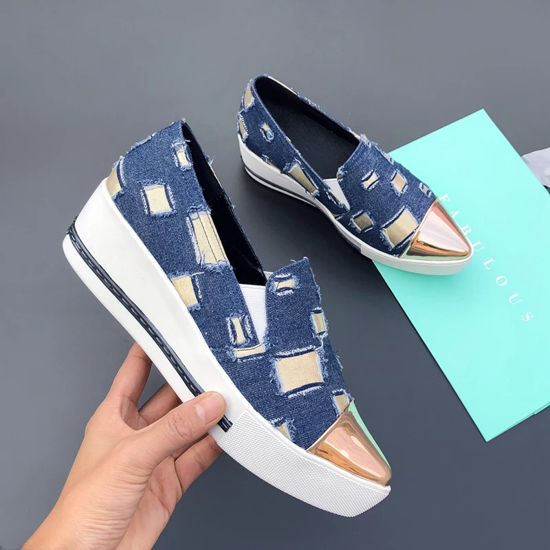 Spring and autumn hot women pumps pointed toe single shoes Shredded denim stitching sequined pointed shoes Loafer Sports leisure
Spring and autumn hot women pumps pointed toe single shoes Shredded denim stitching sequined pointed shoes Loafer Sports leisure