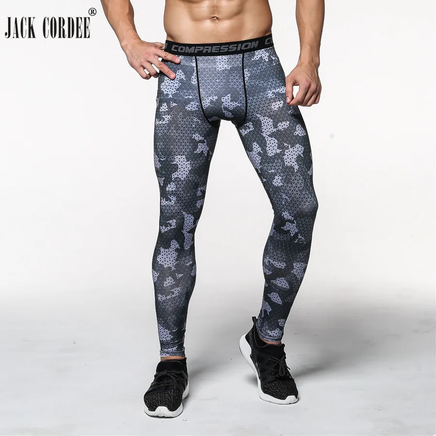 Image 2016 Men compression pants sports running tights basketball gym pants bodybuilding mans joggers army green skinny leggings