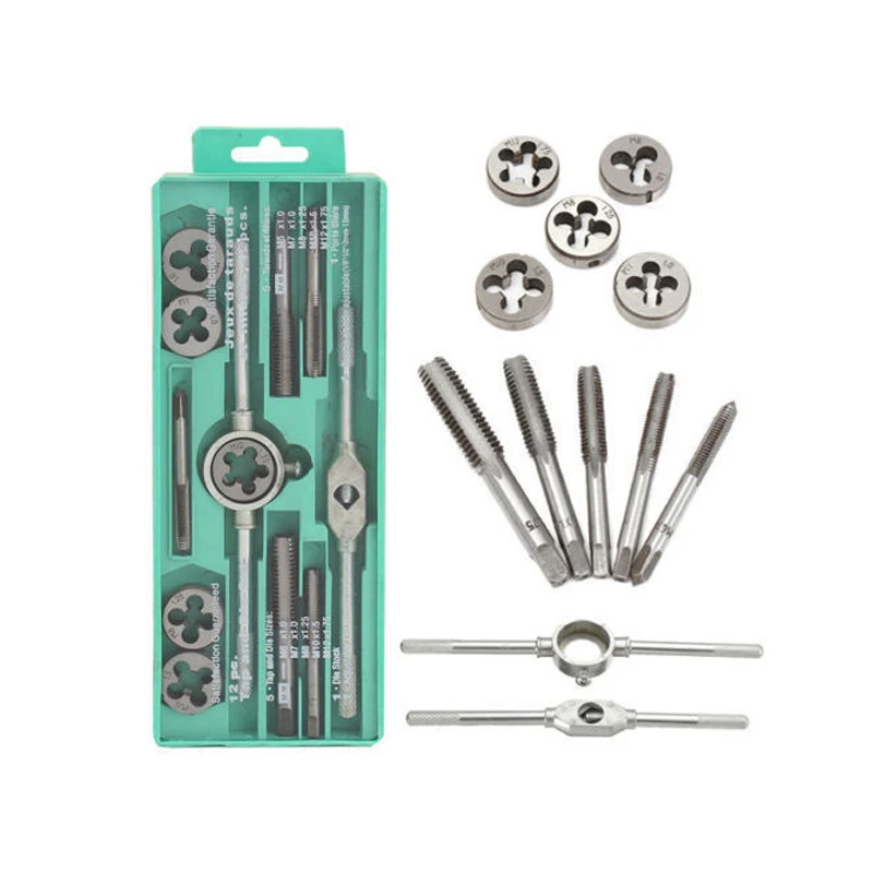 12pcs/set Multifunction NC Screw Tap & Die Set External Thread Cutting Tapping Hand Tool Kit with M6 M7 M8 M10 M12 Taps
12pcs/set Multifunction NC Screw Tap & Die Set External Thread Cutting Tapping Hand Tool Kit with M6 M7 M8 M10 M12 Taps