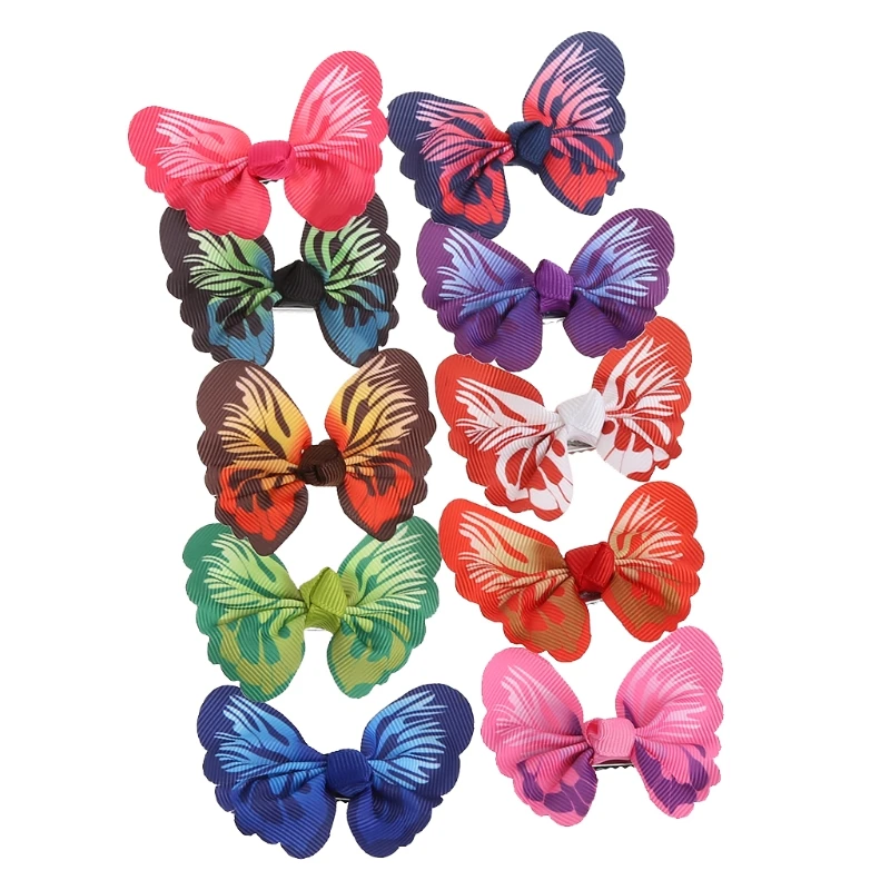 10 шт. милые детские заколки для волос с объемными бабочками маленьких девочек
