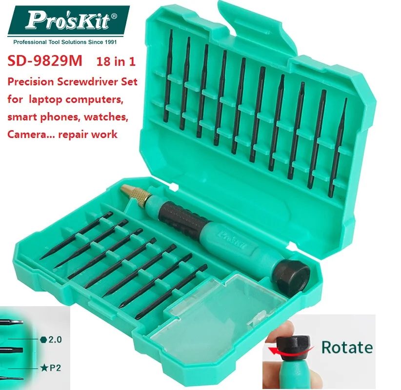 Proskit SD-9829M Multifunction 18 in 1 Precision Screwdriver Set laptop computer smart phone repair disassemble screwdriver
Proskit SD-9829M Multifunction 18 in 1 Precision Screwdriver Set laptop computer smart phone repair disassemble screwdriver