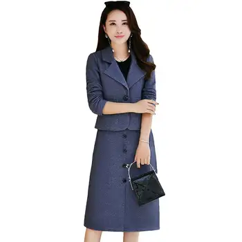 2019 Spring Autumn Solid Color Wool Suits Women Turn Down Collar Long Sleeve Blazer +Button A-Line Midi Skirt 2 Piece Set J175
2019 Spring Autumn Solid Color Wool Suits Women Turn Down Collar Long Sleeve Blazer +Button A-Line Midi Skirt 2 Piece Set J175