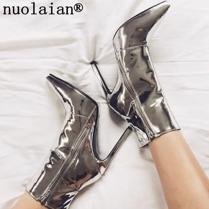 ladies silver boots