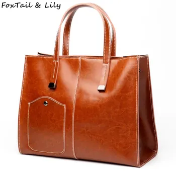 FoxTail & Lily Wax Cowhide Simple Shoulder Handbags Genuine Leather Women Messenger Bags Luxury Designer Tote Bag Large Capacity
FoxTail & Lily Wax Cowhide Simple Shoulder Handbags Genuine Leather Women Messenger Bags Luxury Designer Tote Bag Large Capacity