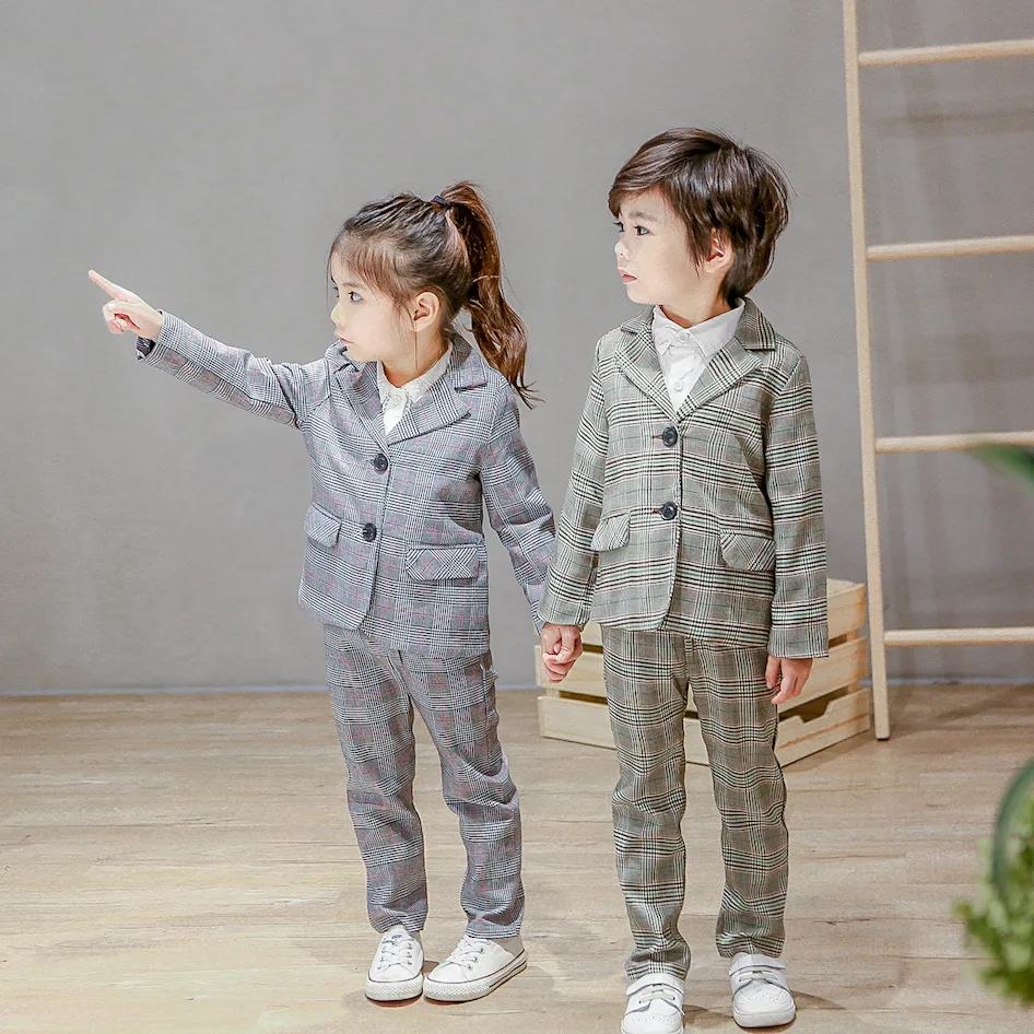 Girl Boy Spring/summer Suit Two-piece Set Boy Plaid suit Jacket girl coat+Pants suit Formal Style New 2019 Performance Suit 2-4T
Girl Boy Spring/summer Suit Two-piece Set Boy Plaid suit Jacket girl coat+Pants suit Formal Style New 2019 Performance Suit 2-4T