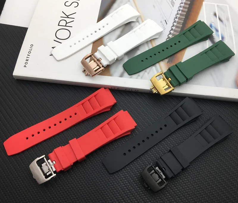 Men Nature Soft Silicone Rubber Watchband For Richard Watch Mille Strap band Bracelet butterfly buckle spring bar Green Black
Men Nature Soft Silicone Rubber Watchband For Richard Watch Mille Strap band Bracelet butterfly buckle spring bar Green Black