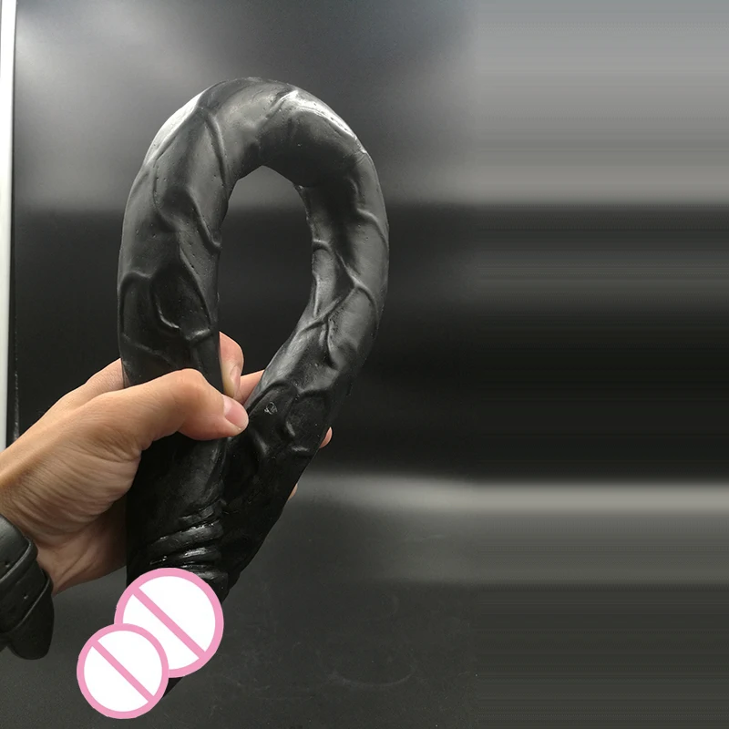 Sex Products black Flexible Big Double Dildo, Long soft Double Dildo Dong Penis , Lesbian Dual Penis, Double Penetration Dildos 2