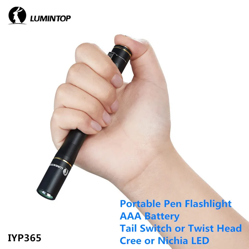 LuminTop IYP365 Portable AAA Battery Tail Head Switch Pen Flashlight Cree Nichia LED Hand Pen Torch Light with 200lm 60m Distanc
LuminTop IYP365 Portable AAA Battery Tail Head Switch Pen Flashlight Cree Nichia LED Hand Pen Torch Light with 200lm 60m Distanc
