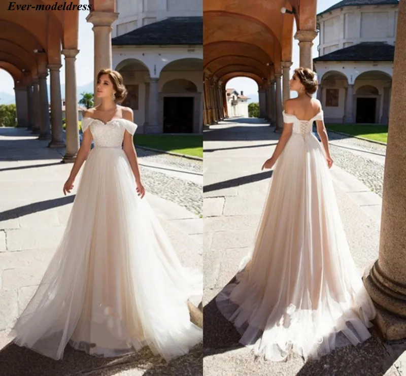 Off Shoulder Simple Wedding Dresses 2019 Lace Appliques Lace Up Back Sweep Train Tulle Bridal Gowns A-line Robe De Mariage
Off Shoulder Simple Wedding Dresses 2019 Lace Appliques Lace Up Back Sweep Train Tulle Bridal Gowns A-line Robe De Mariage