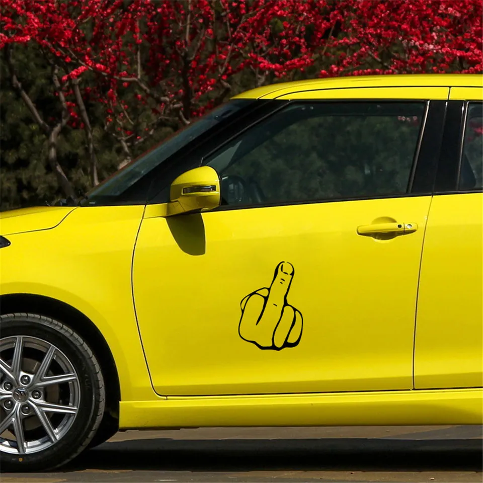 Cunymagos Middle Finger Cartoon Vinyl Car-Styling Car Sticker Car Body Window Wall Decal Vinyl reflective sticker Car Styling 18cm13cm (5)