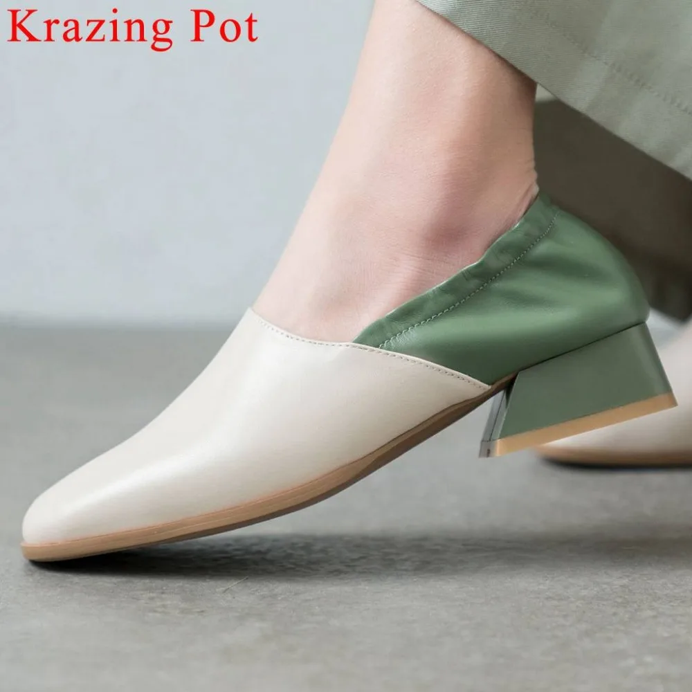 Krazing Pot concise design mixed color slip on low heels women pumps British style square toe streetwear dating casual shoes L91
Krazing Pot concise design mixed color slip on low heels women pumps British style square toe streetwear dating casual shoes L91
