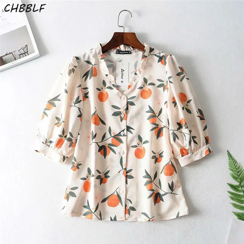 CHBBLF women sweet print blouse ruffles collar short sleeve shirts female casual chic tops blusas ASF060
CHBBLF women sweet print blouse ruffles collar short sleeve shirts female casual chic tops blusas ASF060
