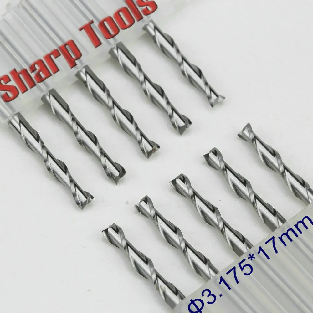 10pc 3.175*17mm 2 Flute End Mill Carbide Cutter CNC Router Bits for MDF Acrylic Milling Machine Spiral Tungsten Steel Cutters
10pc 3.175*17mm 2 Flute End Mill Carbide Cutter CNC Router Bits for MDF Acrylic Milling Machine Spiral Tungsten Steel Cutters