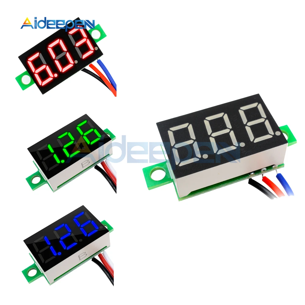 0.36 Inch DC 0-30V Mini Digital Voltmeter Voltage Tester Meter LED Screen Electronic Parts Accessories Red/Green/Blue Display
0.36 Inch DC 0-30V Mini Digital Voltmeter Voltage Tester Meter LED Screen Electronic Parts Accessories Red/Green/Blue Display