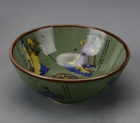 Exquisite Chinese Classical Green Glaze Porcelain Bowl Painted With Eight Immortals (in the legend)
Exquisite Chinese Classical Green Glaze Porcelain Bowl Painted With Eight Immortals (in the legend)