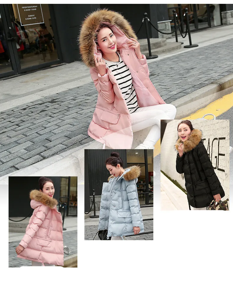 Woman Jacket Winter Parka Pink Coats Padded Long Winter Coat Women Hooded Long Jackets 2018 Korean Ladies Clothing LZ985 (6)