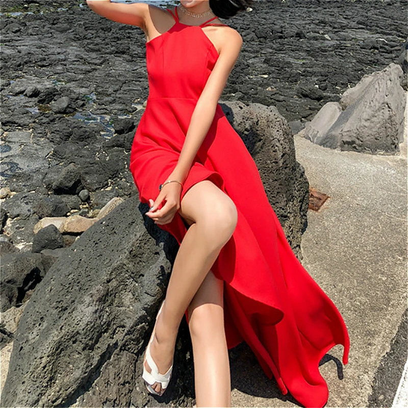 2019 Summer New Open Back Strap Hanging Neck Red Beach Dress Female Vacation Sexy Strap Bohemian Long Black Dress Women Vestidos
2019 Summer New Open Back Strap Hanging Neck Red Beach Dress Female Vacation Sexy Strap Bohemian Long Black Dress Women Vestidos