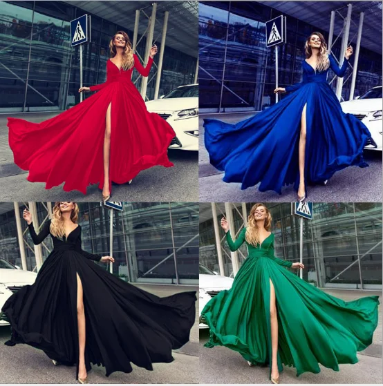 xunyAng Sexy Deep V-Neck Evening Dresses Long Sleeves Abiye Evening Gowns Blow Sashes Vestido De Festa 2019 5-color available
xunyAng Sexy Deep V-Neck Evening Dresses Long Sleeves Abiye Evening Gowns Blow Sashes Vestido De Festa 2019 5-color available