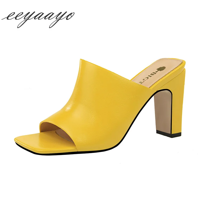 2019 New Summer Women Mules Slippers High Square Heel Peep Toe Fashion Sexy Ladies Women Shoes Yellow Outside Slides Slippers
2019 New Summer Women Mules Slippers High Square Heel Peep Toe Fashion Sexy Ladies Women Shoes Yellow Outside Slides Slippers