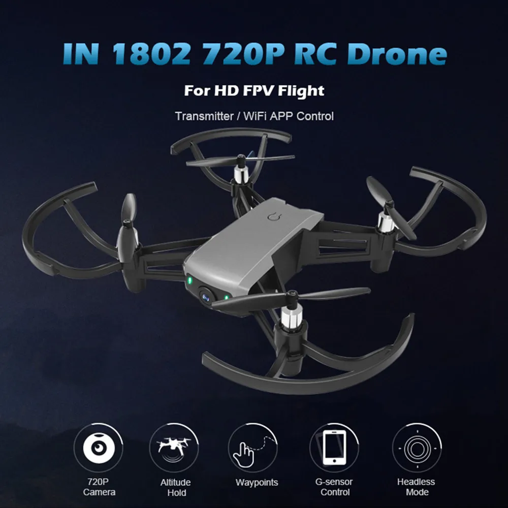 IN 1802 RC Drone Helicopter With Wifi 720P Wide Angle Camera HD / G-Sensor / Altitude Hold / Headless FPV APP Control RC Drone
IN 1802 RC Drone Helicopter With Wifi 720P Wide Angle Camera HD / G-Sensor / Altitude Hold / Headless FPV APP Control RC Drone