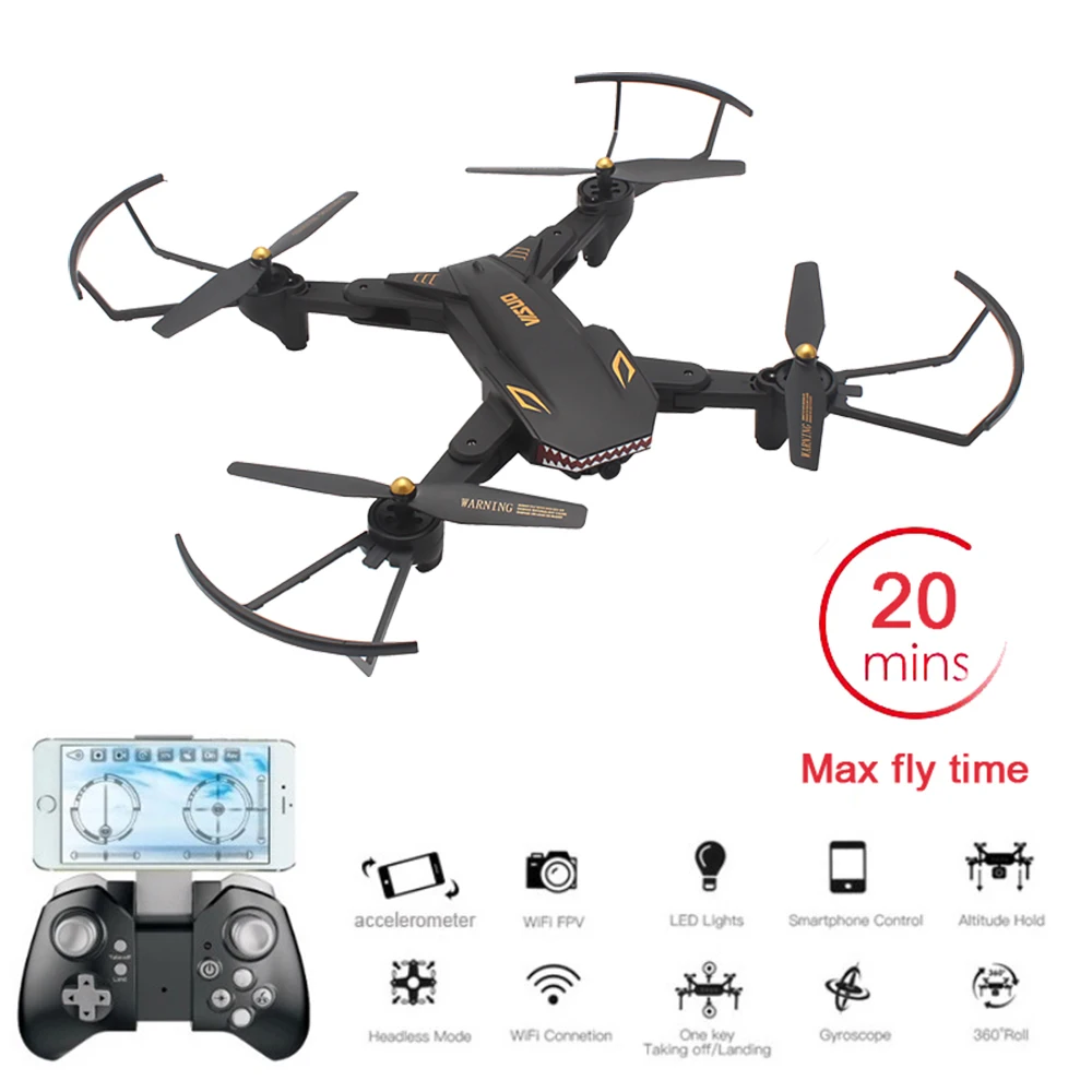VISUO XS809S Foldable Selfie Drone with Wide Angle 2MP HD Camera WiFi FPV XS809HW Upgraded RC Quadcopter Helicopter Mini Dron