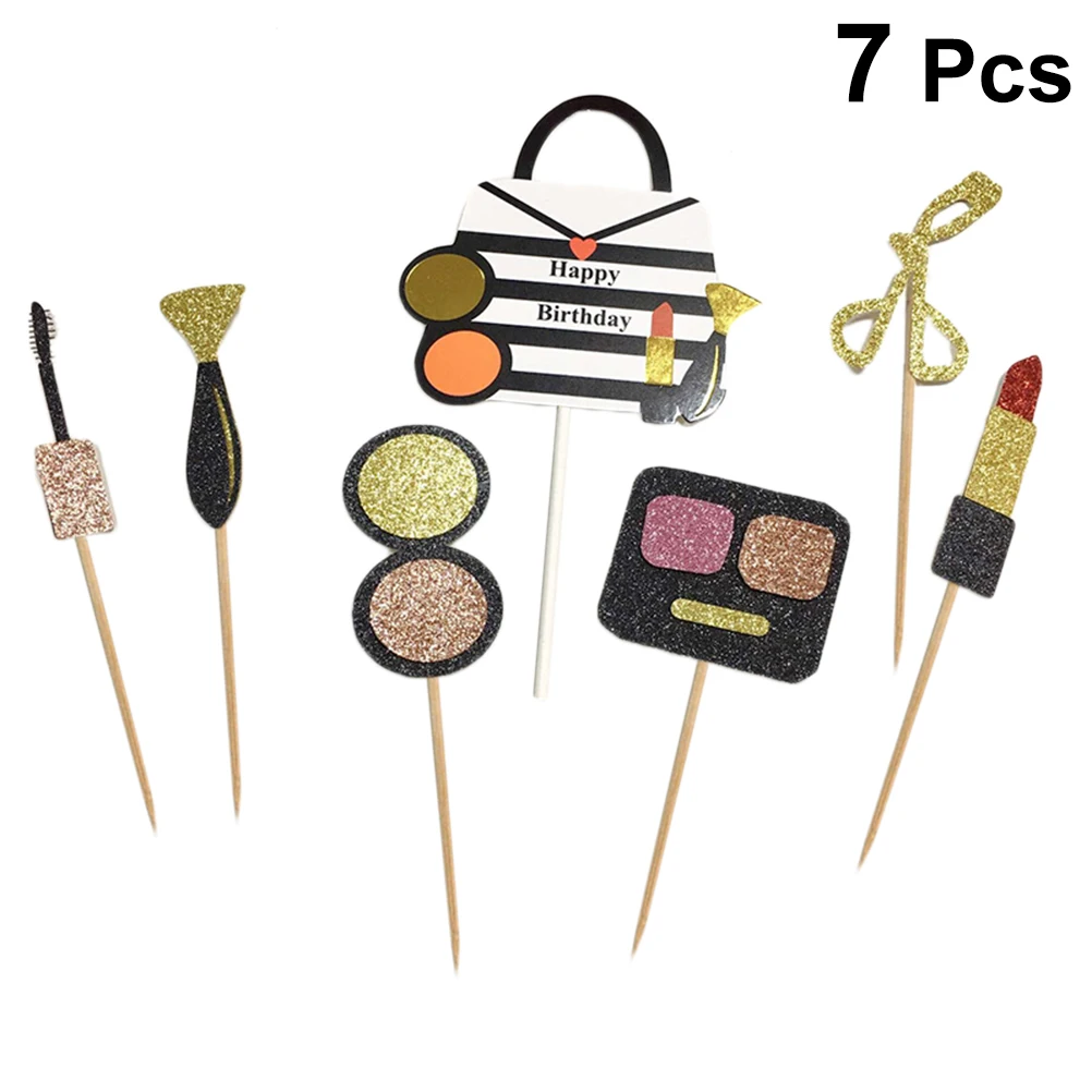 7pcs Cake Topper Creative Lipstick Eye Shadow Box Cosmetic Bag Paper Cake Decorating Toppers Fruit Picks Dessert Table Decor 
7pcs Cake Topper Creative Lipstick Eye Shadow Box Cosmetic Bag Paper Cake Decorating Toppers Fruit Picks Dessert Table Decor