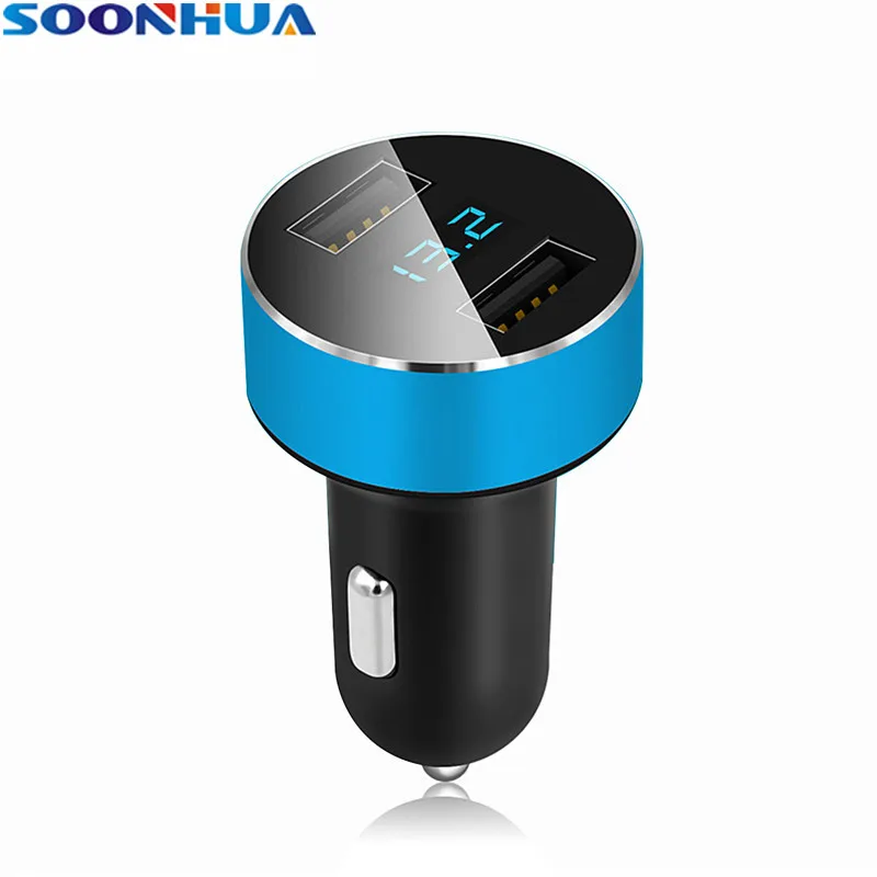 SOONHUA Aluminium Alloy PC Smart Car Charger 5V 3.1A 2 Ports USB Fast Charging Battery Voltage Monitor With LED Indicator Light
SOONHUA Aluminium Alloy PC Smart Car Charger 5V 3.1A 2 Ports USB Fast Charging Battery Voltage Monitor With LED Indicator Light