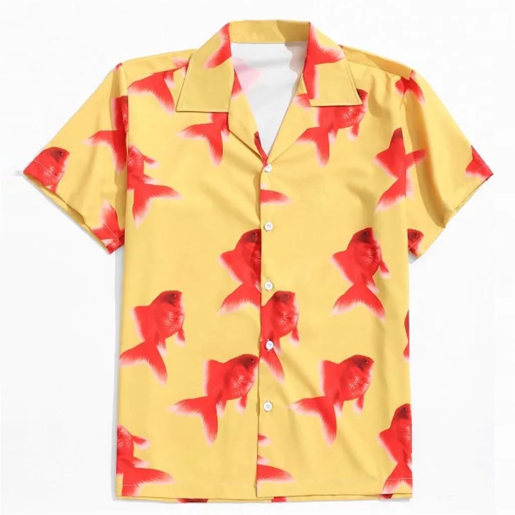 Feitong Men's Summer Fashion Lapel Cartoon Goldfish Print Short Sleeve Hawaiian Shirt
Feitong Men's Summer Fashion Lapel Cartoon Goldfish Print Short Sleeve Hawaiian Shirt