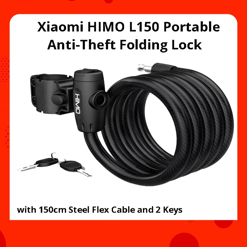 For Xiaomi HIMO L150 Portable Anti-Theft Folding Lock with 150cm Steel Flex Cable and 2 Keys for Electric Bicycle
For Xiaomi HIMO L150 Portable Anti-Theft Folding Lock with 150cm Steel Flex Cable and 2 Keys for Electric Bicycle