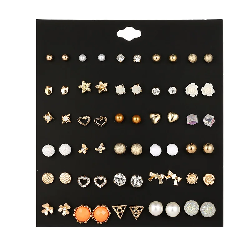30 pairs/set golden alloy heart simulated pearl stud earrings for women fashion crystal flower statement wedding jewelry gift
30 pairs/set golden alloy heart simulated pearl stud earrings for women fashion crystal flower statement wedding jewelry gift