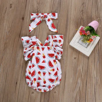 Summer 2019 Baby Girls Clothes Cute Fruit Print Romper Sleeveless Sunsuit Outfits with headwear Baby Clothing Set 2pcs 0-2 Y
Summer 2019 Baby Girls Clothes Cute Fruit Print Romper Sleeveless Sunsuit Outfits with headwear Baby Clothing Set 2pcs 0-2 Y
