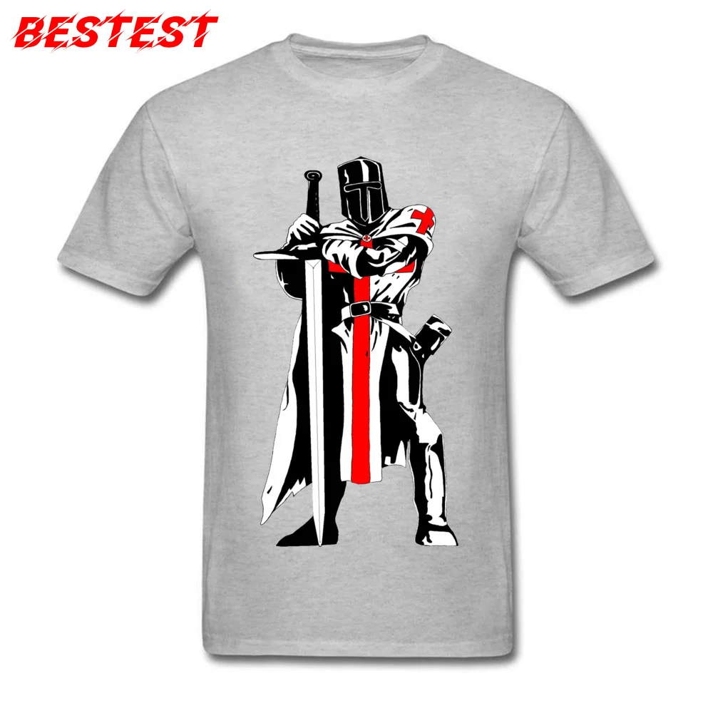 Summer Short Sleeve Tops Shirt Summer Fashion Crewneck Pure Cotton Tshirts Men's Top T-shirts 201896Ytemple flag medival knight 201896Ytemple flag medival knight grey