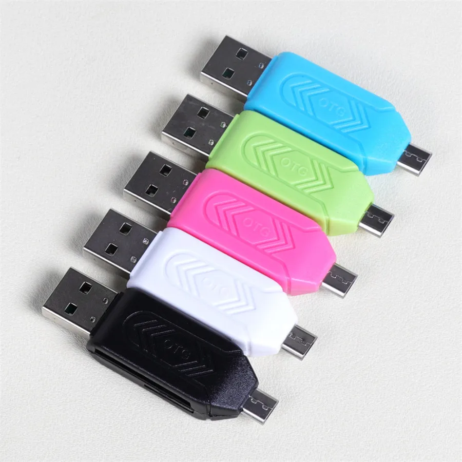 Olaudem SD TF OTG Card Reader 2 in 1 OTG Cable Micro USB Smart Flash Memory Card Micro USB Adapter High-speed Data Cables CR968